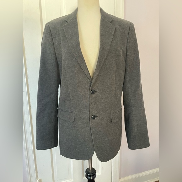 Theory Men’s Gray Two‑Button Blazer – Size 38R – 100% Cotton